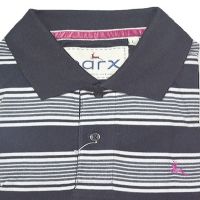 Parx Authentic Casuals Black White Striped Collared Cotton Half Sleeves T-Shirt-Size M-L