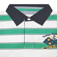 Parx Authentic Casuals Green White Striped Black Collared Cotton Half Sleeves T-Shirt-Size M-L
