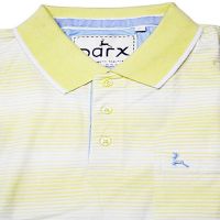 Parx Authentic Casuals Lemon White Striped Cotton Half Sleeves T-Shirt-Size M,L