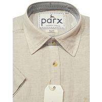 Parx Authentic Casuals Light Brown Cotton Linen Shirt-Size 39