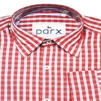 Parx Authentic Casuals Slim White Check Red Full Sleeves Cotton Shirt-Size 39 