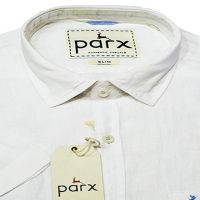 Parx Authentic Casuals Slim White Linen Half Sleeves Shirt-Size 39,40,42