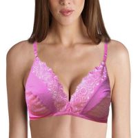 Pink Floral Thread Embroidered Cups Bra