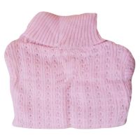 Pink High Neck Long Sleeves Wool Knitted Sweater