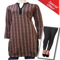 Printed Woolen Kurti with Warm Legging Special Offer
