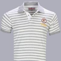 Rampwaq-Polo Cream Grey Stripe Tshirt