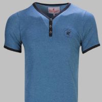 Rampwaq-Melange V Neck Pea-Cock Green Tshirt