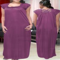 Shaded Purple Satin Lace Full Length Nightgown