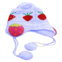 Sky Blue Baby Toddler Kids Boys Girl Winter Ear Flap Warm Hat Strawberry Beanie Cap