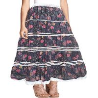 Snazzy Black Laced Floral Ankle Length Skirt