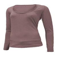 Soleil Brown Plain Full Sleeves Round Neck Top