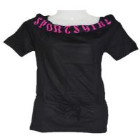 Violet Spectacular Black Boat Neck Top