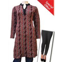 Stripe Multi Color Woolen Kurti With Warm Legging Special Offer