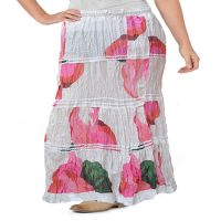 Stylish White Floral Print Ankle Length Skirt