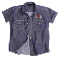Tangerine-Two Sided Pocket Dragon Printed Grey half Sleeves Shirt 