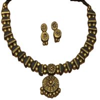 TerraCotta Choker Black & Gold Combo Jewelry Set