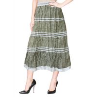 Vogue Mehndi Green Laced Wrinkled Ankle Length Skirt
