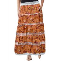 Voguish Light Brown Floral Print Ankle Length Skirt