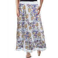 Voguish White Floral Print Ankle Length Skirt