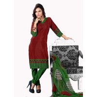 Trendz Apparels Suhani Maroon & Green Printed Unstitched Suit 