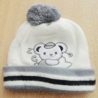 White Teddy Applique Woolen Cap