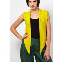 Yellow Full Back Power Net Design Sleeveless Shrug