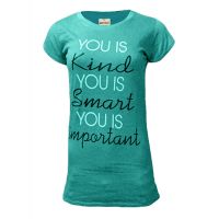 You Is Kind Sea Green Short Sleeves Graphic Print Tee