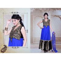 Pazaar Iris Black and Blue Embroidered Party Lawn Kameez