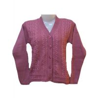 Burgundy Machine Knitted Front Button Cardigan/Sweater