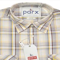 Parx Authentic Casuals Slim Black Brown Yellow Check White Half Sleeves Cotton Shirt-Size 40