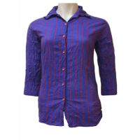 70% Off On Purple Cotton Red Stripes Shirt