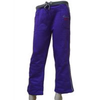 Purple Elasticized Drawstring Waist Cotton Thermal Pajama Pant