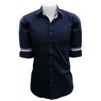 CAIRON NAVY BLUE SOLID SMART FORMAL SHIRT