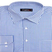 CAIRON BLUE DOBBY CHECK SMART FORMAL SHIRT