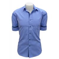 CAIRON BLUE SOLID SMART FORMAL SHIRT