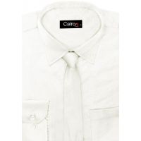 CAIRON WHITE SATIN SOLID CLUBWEAR SHIRT