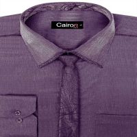 CAIRON PURPLE SATIN SOLID CLUBWEAR SHIRT