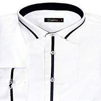 CAIRON WHITE SELF PATTERN CLUBWEAR SHIRT