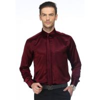 CAIRON MAROON SATIN SOLID CLUBWEAR SHIRT