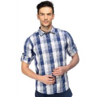 CAIRON BLUE CHECK CASUAL SHIRT