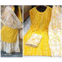 Kajal Style Rayon Yellow Women Kurta With Plazzo