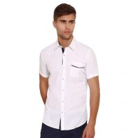 Seasons Men White Casuals Slim Fit Shirt