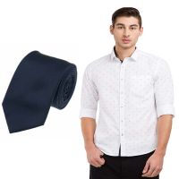 Seasons White Casual Slim Fit Shirt Free Tie