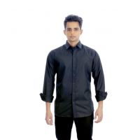  Seasons Unique For Men Black Cotton Blend Casual Full Shirt