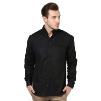  Seasons Black Cotton Full Sleeves Casual Shirt