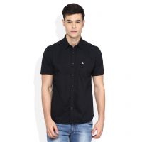  Seasons Black Solid Slim Fit Casual Shirt For Boys
