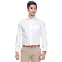 Seasons White Cotton Formal Slim Fit Shirts For Men