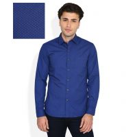  Seasons Blue Printed Trim Fit Casual Shirt