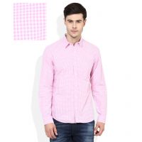 Sesaons Players Pink Slim Fit Checks Shirt