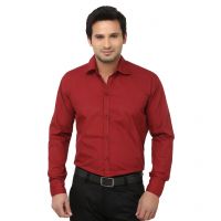 Seasons Red Cotton Full Sleeves Formal Shirt